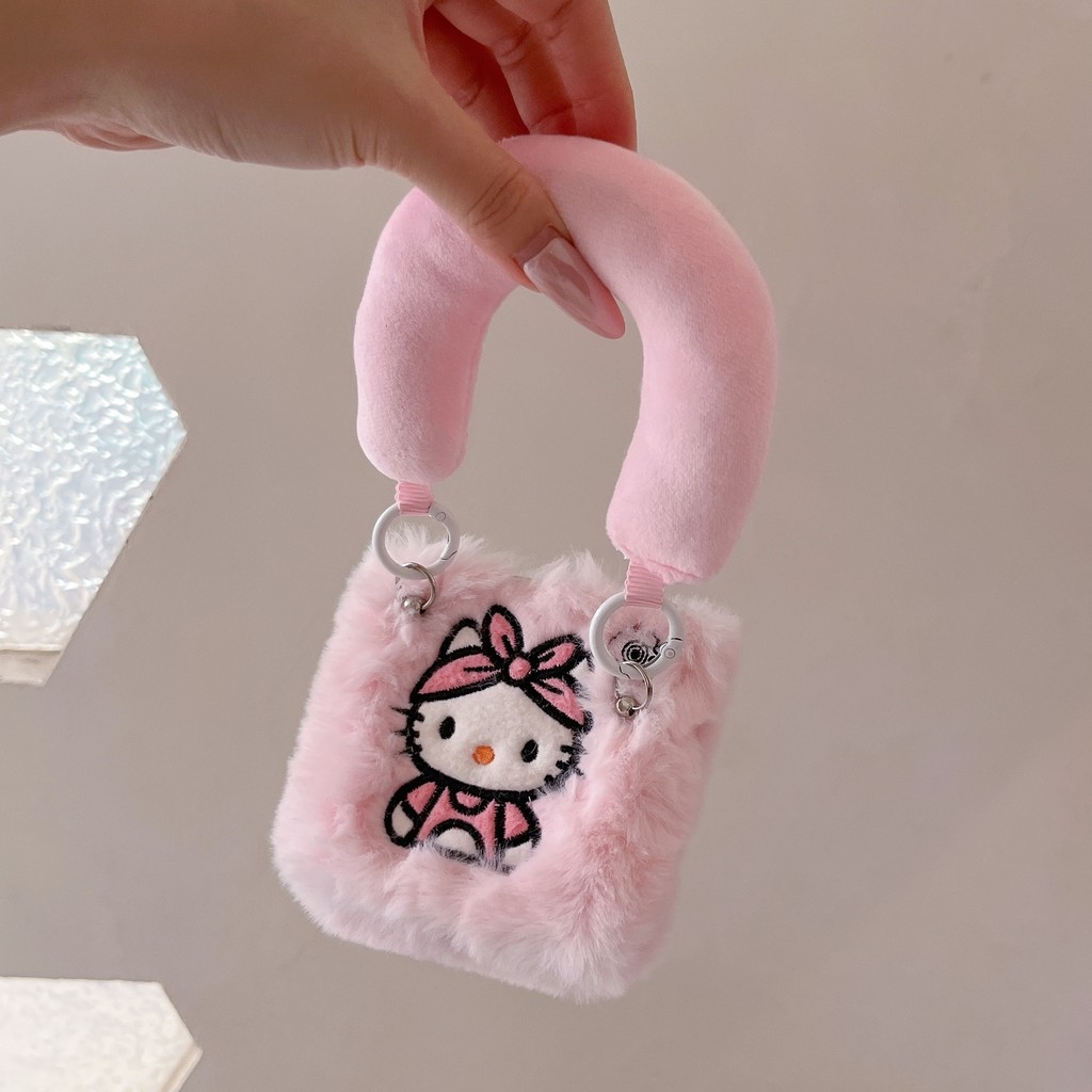 ญี่ปุ่นและเกาหลีIns Holle Kitty Plushเคสโทรศัพท์สําหรับGalaxy ZF1ip3 4 5 6 7 8 Z Fold3 4 5 6 7W24 23