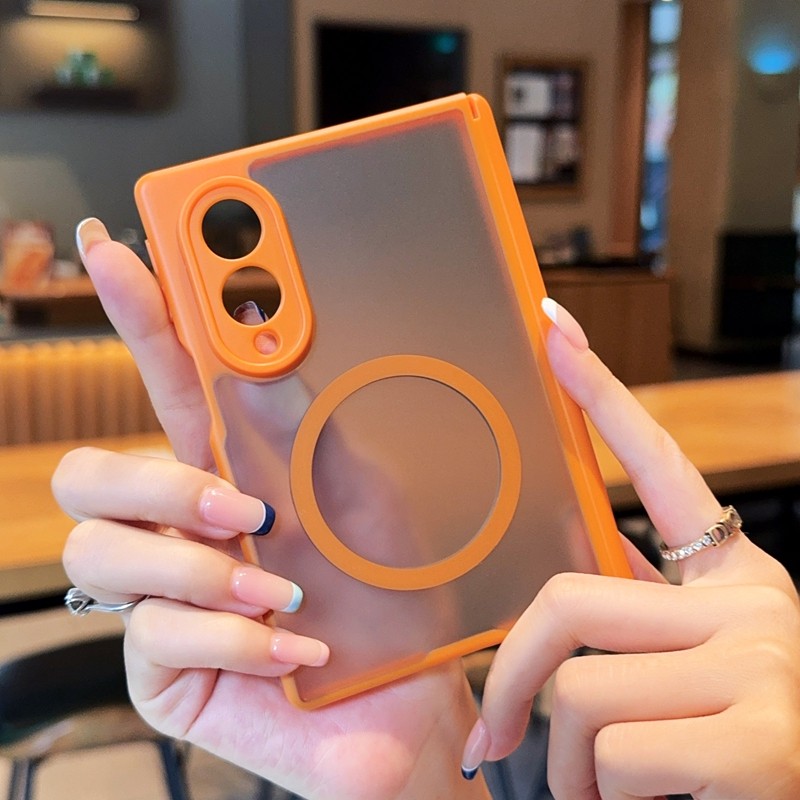 SAMSUNG หรูหราธุรกิจแม่เหล็กผิวรู้สึกเคสโทรศัพท์สําหรับ ซัมซุง Z พับ 8 กว้างกันกระแทกสําหรับ แม็กเซฟ ครอบคลุมเลนส์เต็ม‌ ปกสลิม