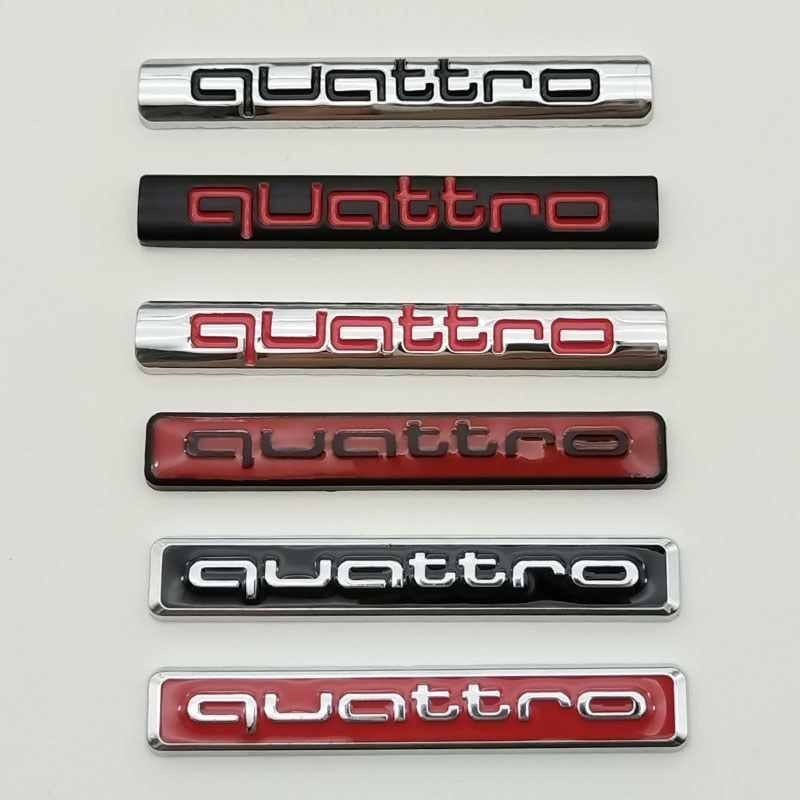 3D โลหะโลโก้ Quattro สติกเกอร์ป้ายสัญลักษณ์รถสําหรับ Audi A1 A2 A3 A4 A5 A6 A7 A8 8P B6 B7 B8 Q2 Q3 