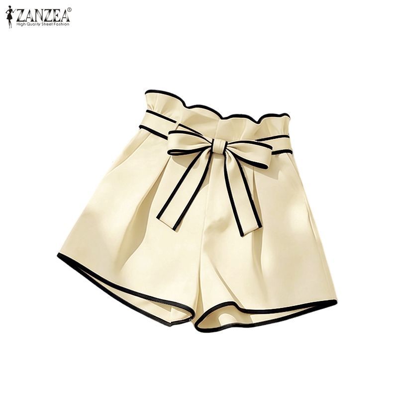 ZANZEA ใส่ ซานเซีย ผู้หญิงเกาหลีสบายๆหลวมกระเป๋าด้านข้างเอวยางยืดกางเกงขาสั้นขากว้าง — صورة 6