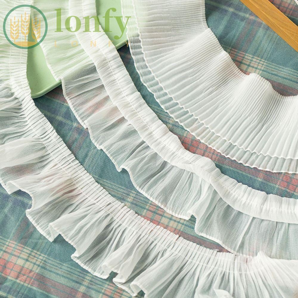 LONFY Trims ลูกไม้เร้าใจ, 2Yards กว้าง 9-12 ซม.ชีฟองลูกไม้ Trims, ผ้าชีฟอง