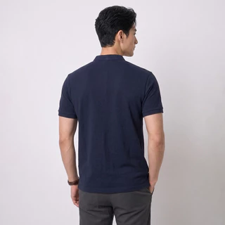 LTD เสื้อโปโลแขนสั้น ผู้ชาย สีน้ำเงิน | Pique polo banded collar | 03634