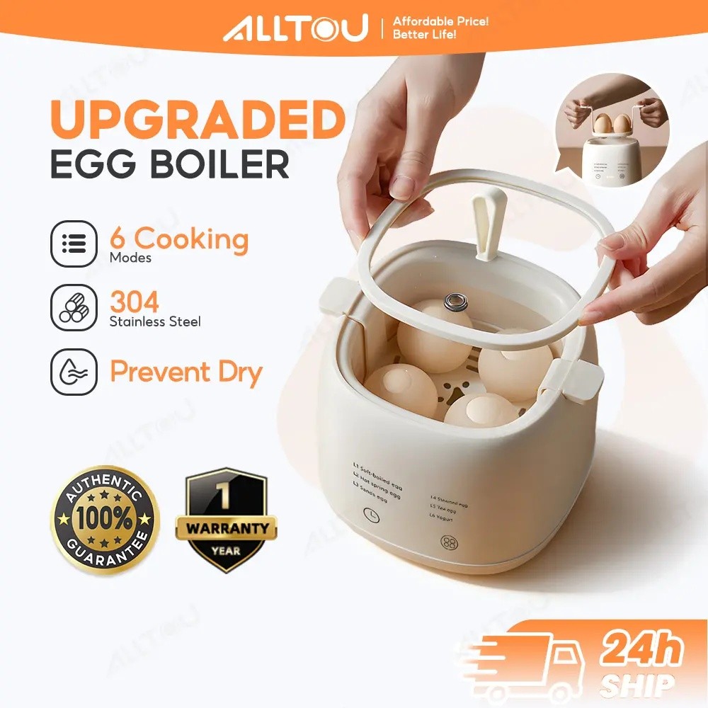 ALLTOU หม้อหุงไข่-MultiFunctional Egg Boiler สําหรับอาหารเช้าครึ่งไข่ต้มปิดอัตโนมัติหม้อต้มไข่ Maker