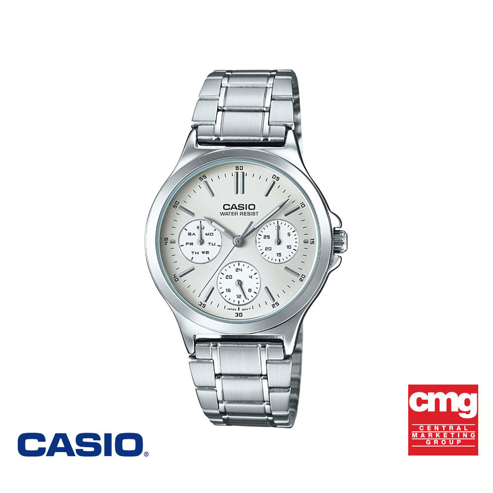 CASIO นาฬิกาข้อมือ CASIO รุ่น LTP-V300D-7AUDF วัสดุสเตนเลสสตีล สีขาว