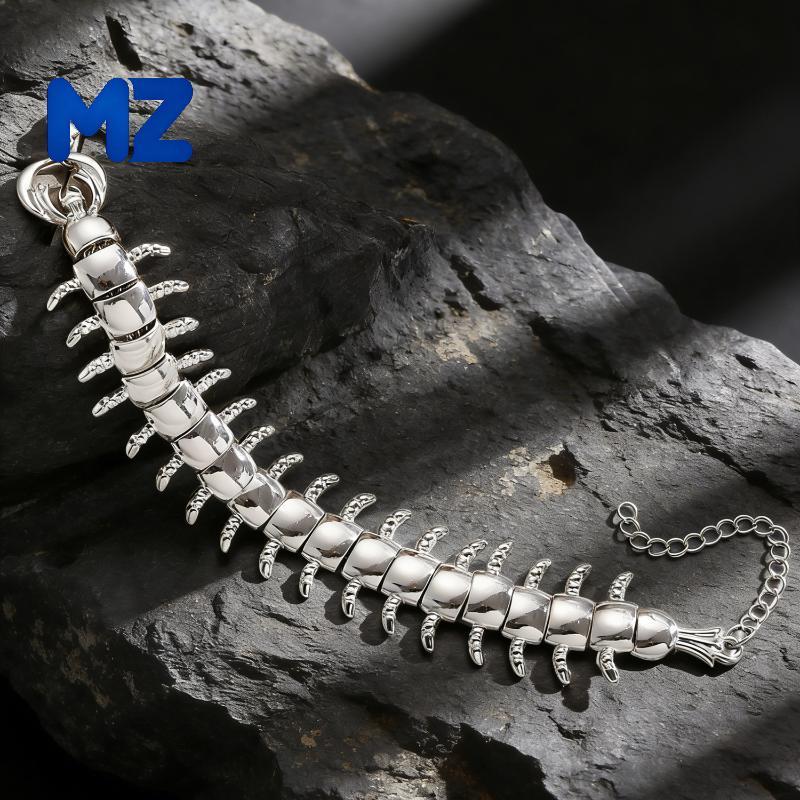 [MZ] 1 ชิ้น Y2K Silver Centipede สร้อยข้อมือต่างหูแฟชั่นหรูหราสําหรับเหตุการณ์วันหยุดสวมใส่ทุกวัน