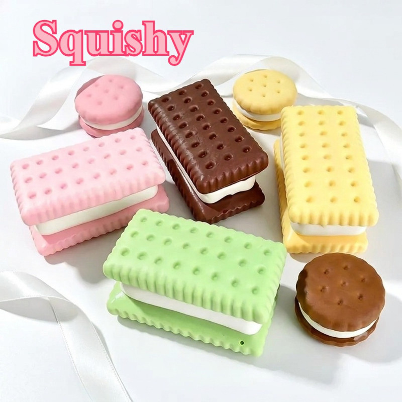 Squishy ของเล่นบีบคุกกี้แซนวิช คืนรูปช้า นุ่มนวล ความคิดสร้างสรรค์ ของเล่นลดความเครียด คลายเครียด