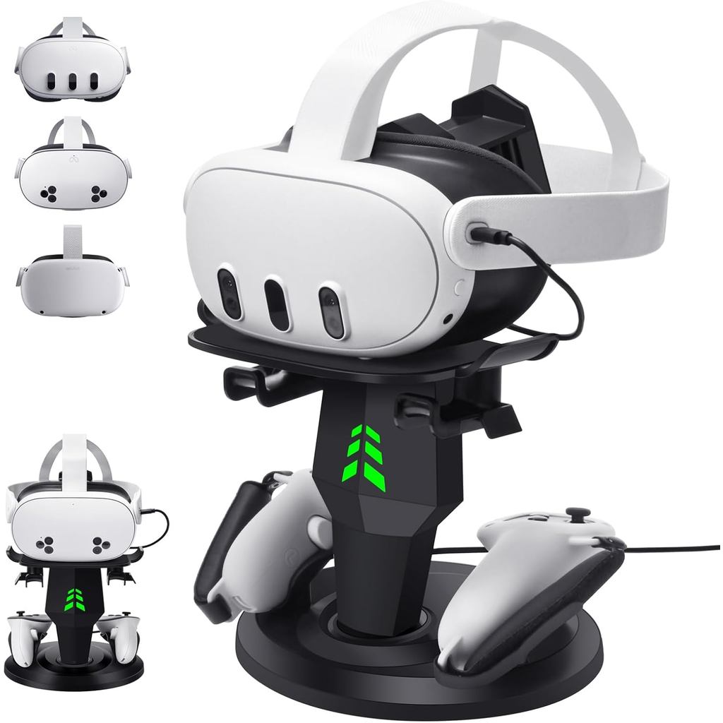 VR ชุดหูฟังแท่นชาร์จสําหรับ Meta Quest 3/Quest 3S/2, แท่นชาร์จ VR สําหรับ Quest 3 อุปกรณ์เสริม VR ขา
