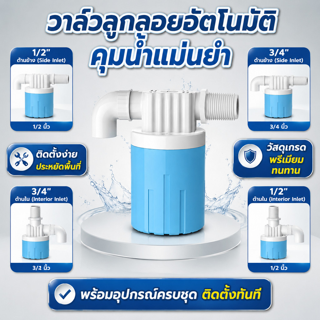 วาล์วลูกลอยอัตโนมัติ วาล์วปิดน้ำอัตโนมัติ สวิตช์ลูกลอยอัตโนมัติ