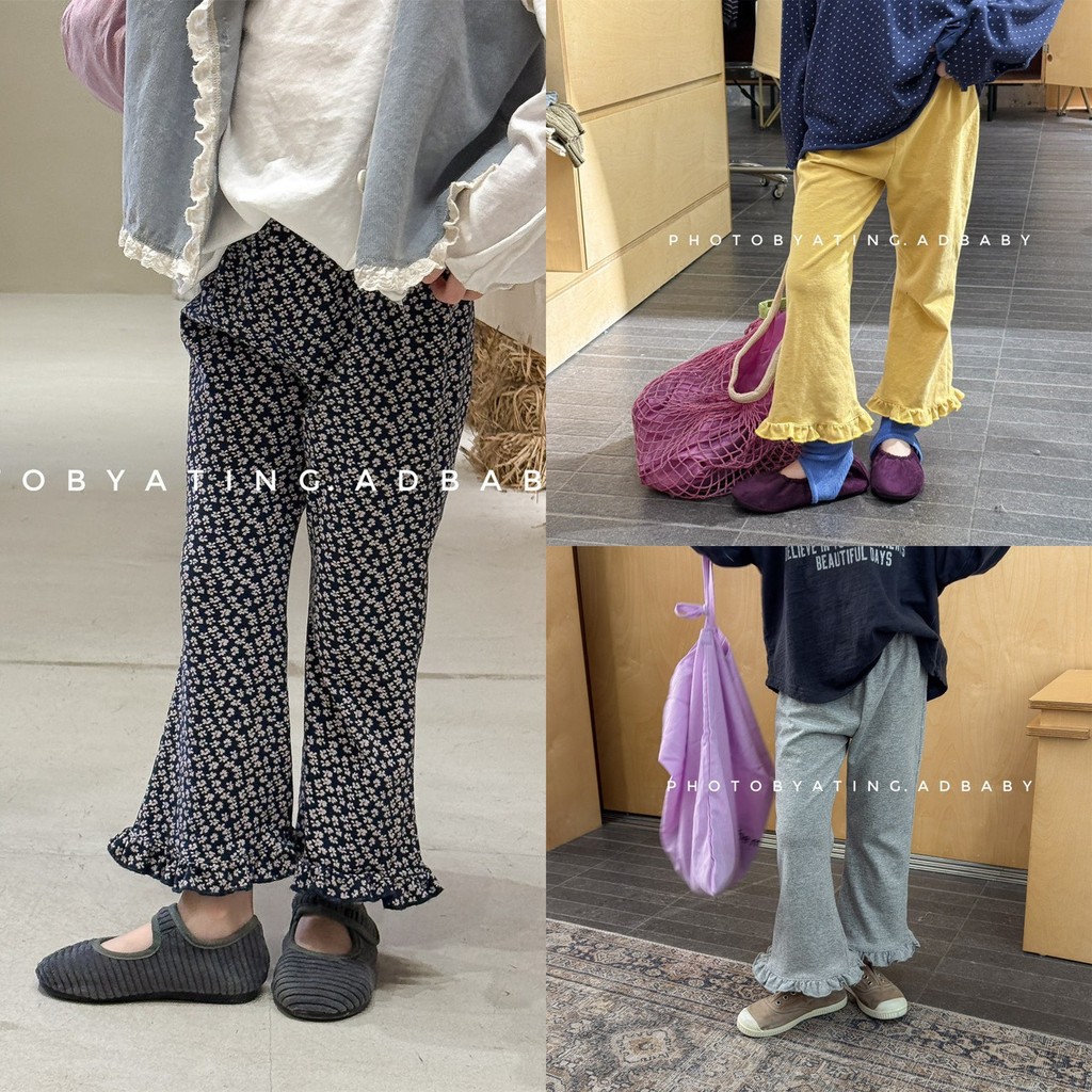 PRETTY BABY กางเกงเด็ก กางเกงขาม้า ขาบาน แต่งระบาย(2323)