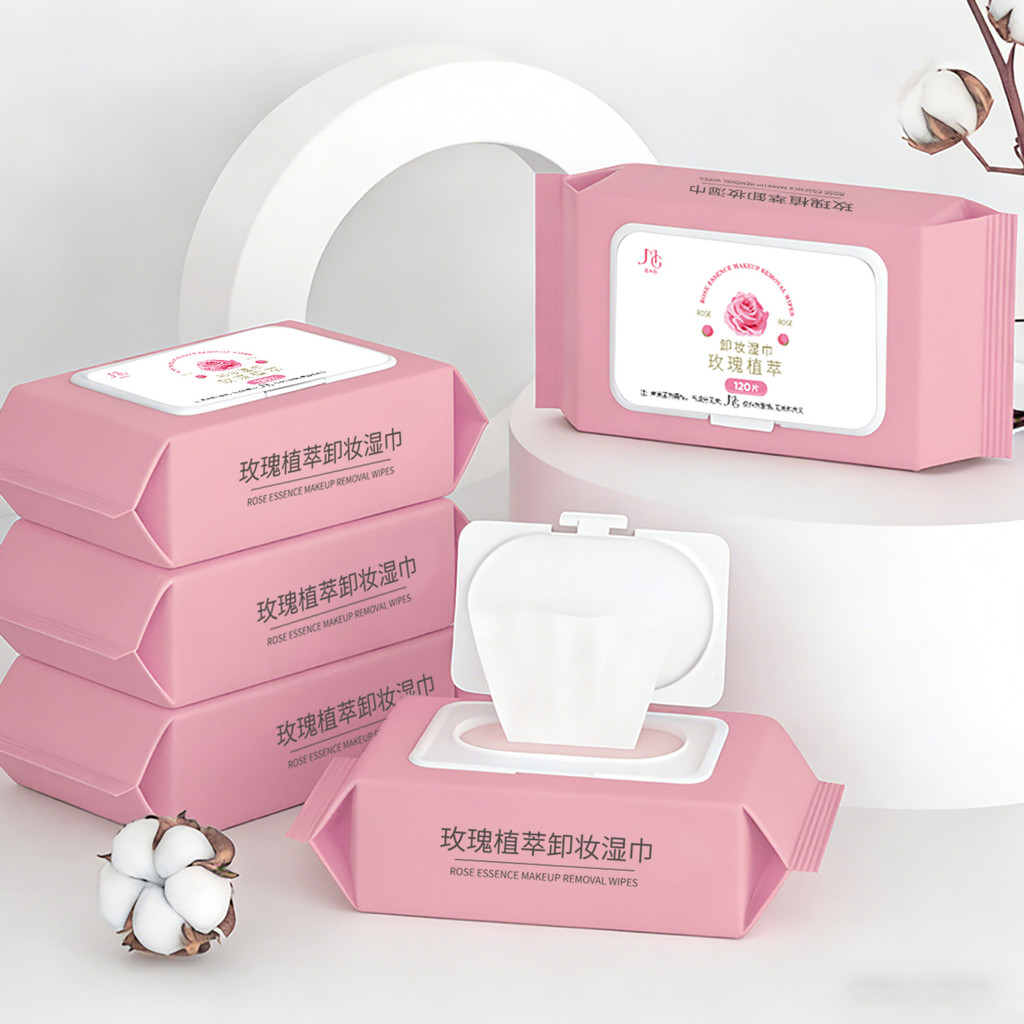 玫瑰香蕉 妆巾 一电湿妆眼部身清 洗免妆毛巾盒 Rose Plant Extract Makeup Remover Wipes One-time Wipes Makeup Remover Eyesom