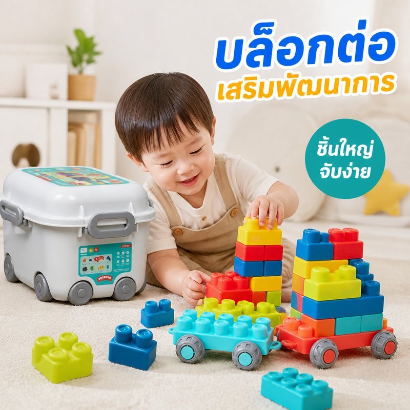 บล็อกตัวต่อยางนิ่ม TPE ชิ้นใหญ่ สำหรับเด็กเล็ก 0 4 ปี ของเล่นเสริมพัฒนาการ ฝึกมือ