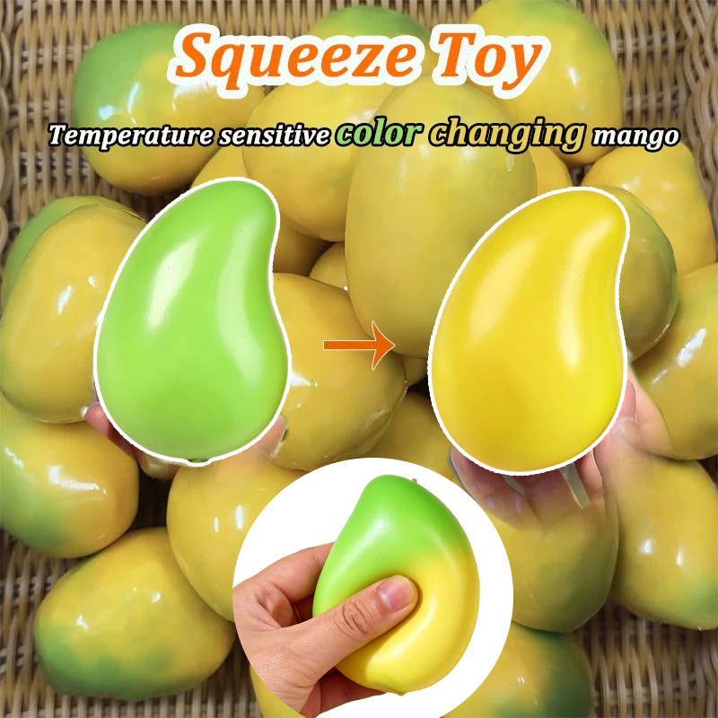 2026 Squishy Mango ความเครียดลูกบอลบีบของเล่นสี-แขวนมะม่วง Handmade Squishy Fidget Balls ความเครียดบรรเทาของเล่นของขวัญ