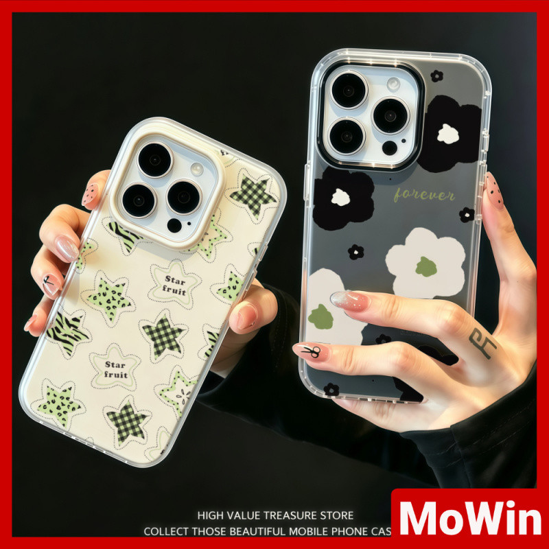 MowinCase - เข้ากันได้กับเคส iPhone 13, เคส iPhone 17 Pro Max, สีลูกกวาด, โปร่งแสง, ทูอินวัน, ดอกไม้ยักษ์ Fruit Stars