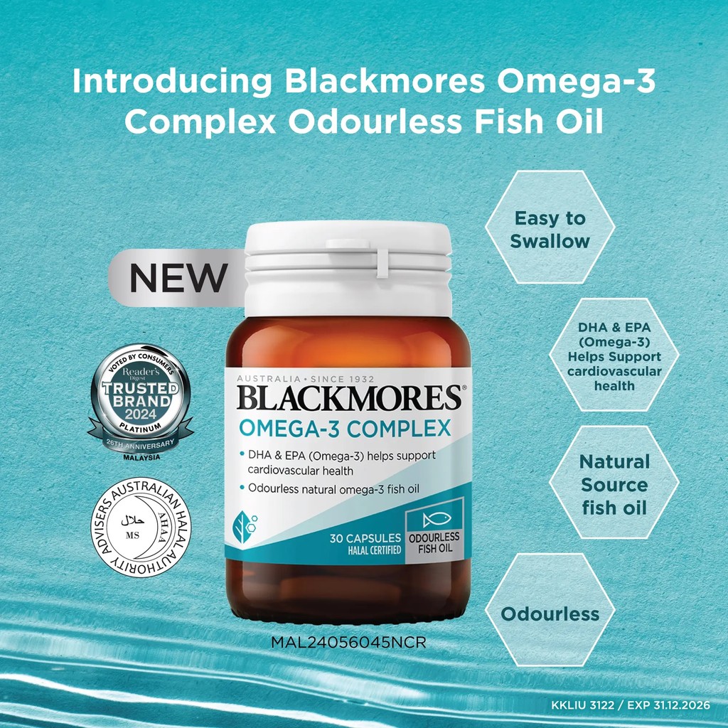 Blackmores Omega-3 Complex 30s - ช่วยรองรับสุขภาพหัวใจ (น้ํามันปลา)