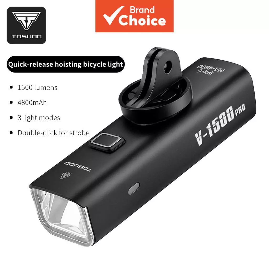 ไฟหน้าจักรยาน TOSUOD 1500 ลูเมน แบตเตอรี่ 4800mAh กันน้ํามาตรฐาน IPX6 มีโหมดแสงสว่าง 4 แบบ