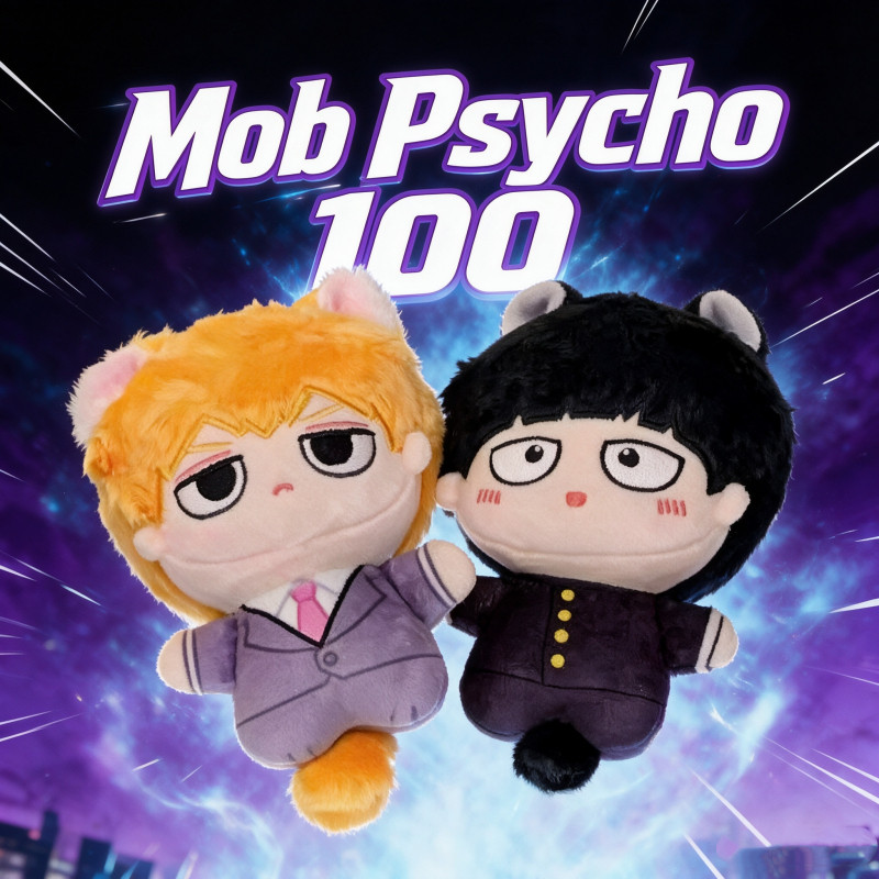 Mob Psycho 100 12 ซม.ตุ๊กตาพวงกุญแจ, Shigeo Kageyama & Arataka Reigen พิมพ์ตุ๊กตาผ้าฝ้ายจี้, อะนิเมะ
