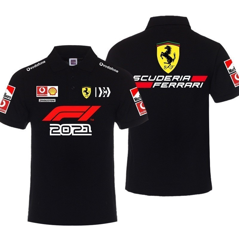 UNISEX 【เสื้อ polo】 New F1 Racin Suit + Ferrari Team F1 Racin Jersey  Unisex Short Sleeve POLO S-3XL