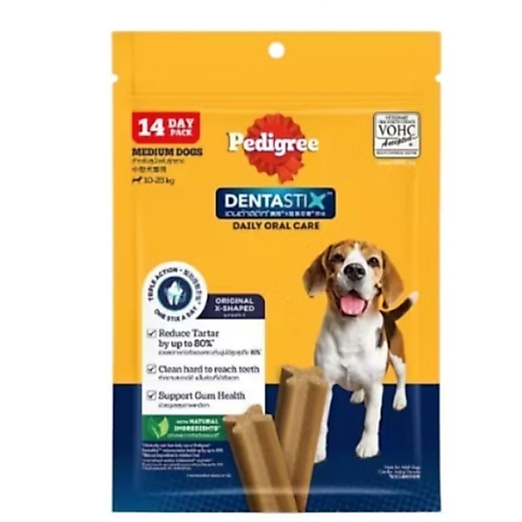 Pedigree Dentastix ขนมขัดฟันสำหรับน้องสุนัขพันธุ์กลาง มี 14ชิ้น