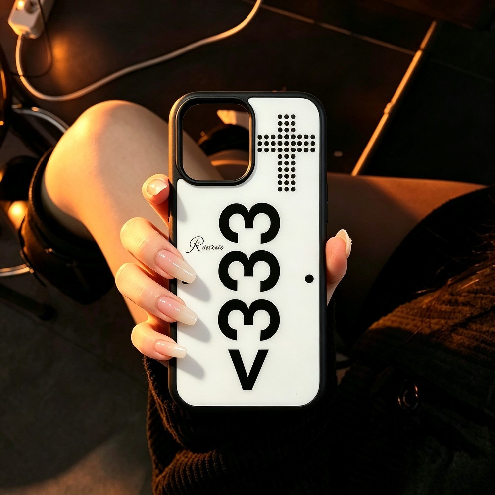 เกาหลี Hipster 333 Cross Number สัญลักษณ์ TPU Soft Edge แผ่นอลูมิเนียม Hard Back Case สําหรับ iPhone 17/16/15/14/13/12/11/Xs Max