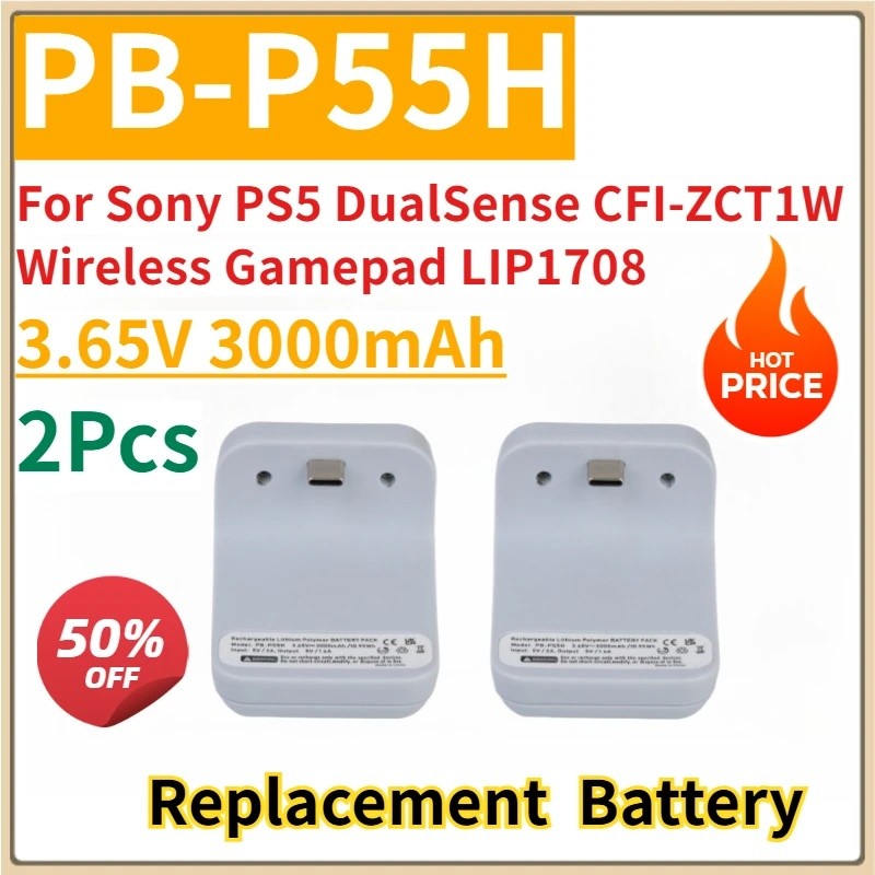ใหม่เปลี่ยนแบตเตอรี่แบบชาร์จไฟได้ 3.65V 3000mAh PB-P55H สําหรับ Sony PS5 DualSense CFI-ZCT1W ไร้สาย 
