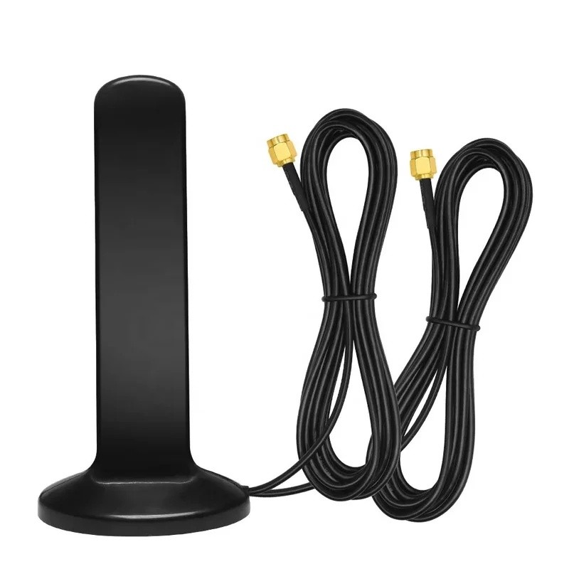 2X2 MIMO 4G LTE 5G เสาอากาศ 12dBi Dual SMA ชาย / TS9 / CRC9 ตัวเชื่อมต่อฐานแม่เหล็ก 600-6000MHz Omni