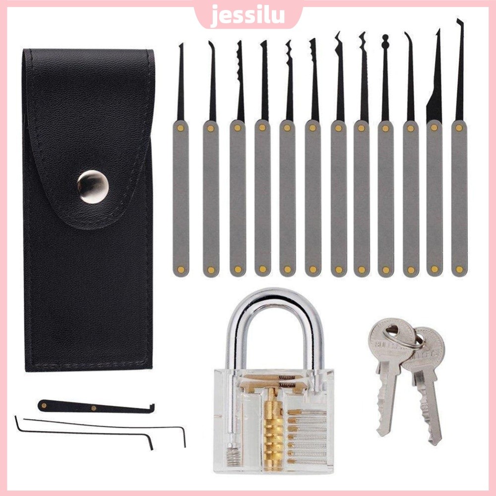 ⚡24ชม.⚡ 17 ชิ้น Professional Lock Pick Set มัลติฟังก์ชั่นไม่มีล็อคปลดล็อค Extractor Pick Key ชุดเครื