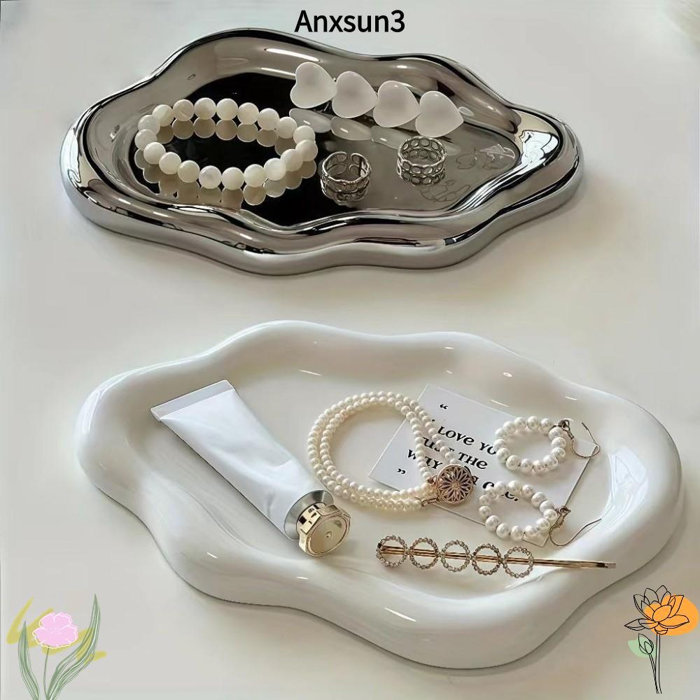ANXSUN3 แผ่นเก็บของ,พลาสติกถาดเครื่องประดับขนาดเล็ก,แสงหรูหราเมฆรูปร่างเครื่องประดับแสดงแผ่นนาฬิกา/กุญแจการจัดเก็บ