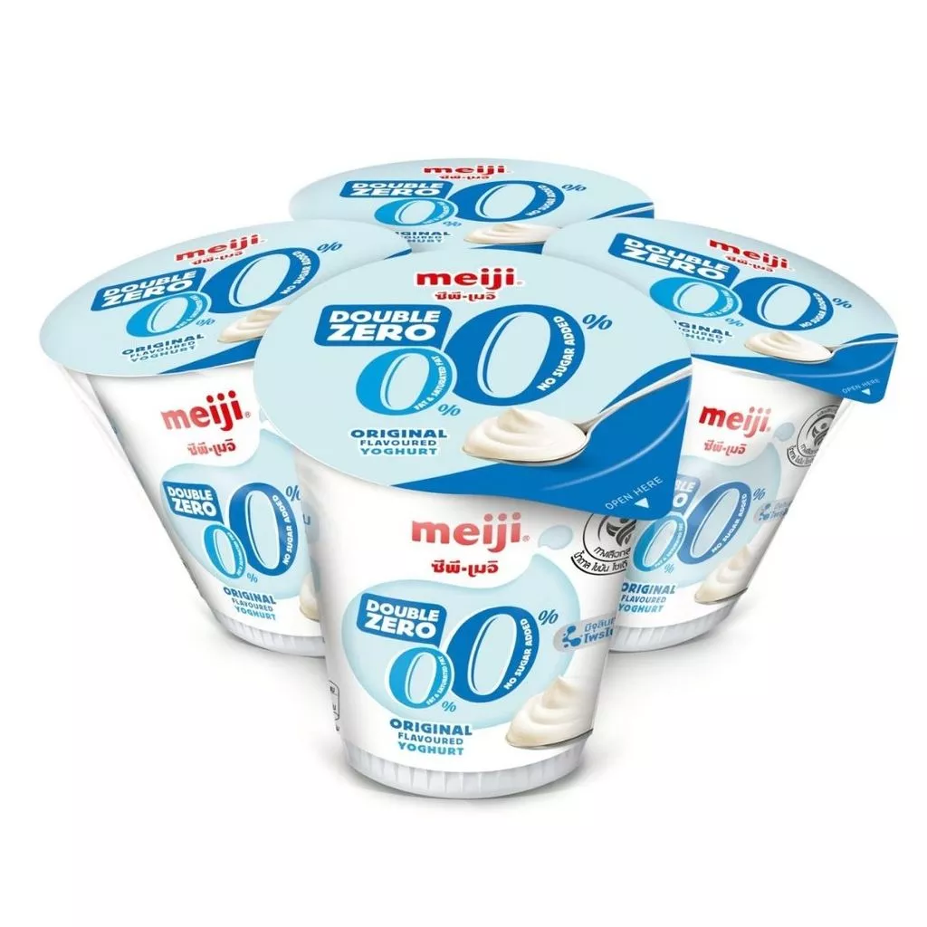 เมจิ โยเกิร์ตไม่มีไขมันออริจินัล Meiji Fat Free Original 135g. Pack4