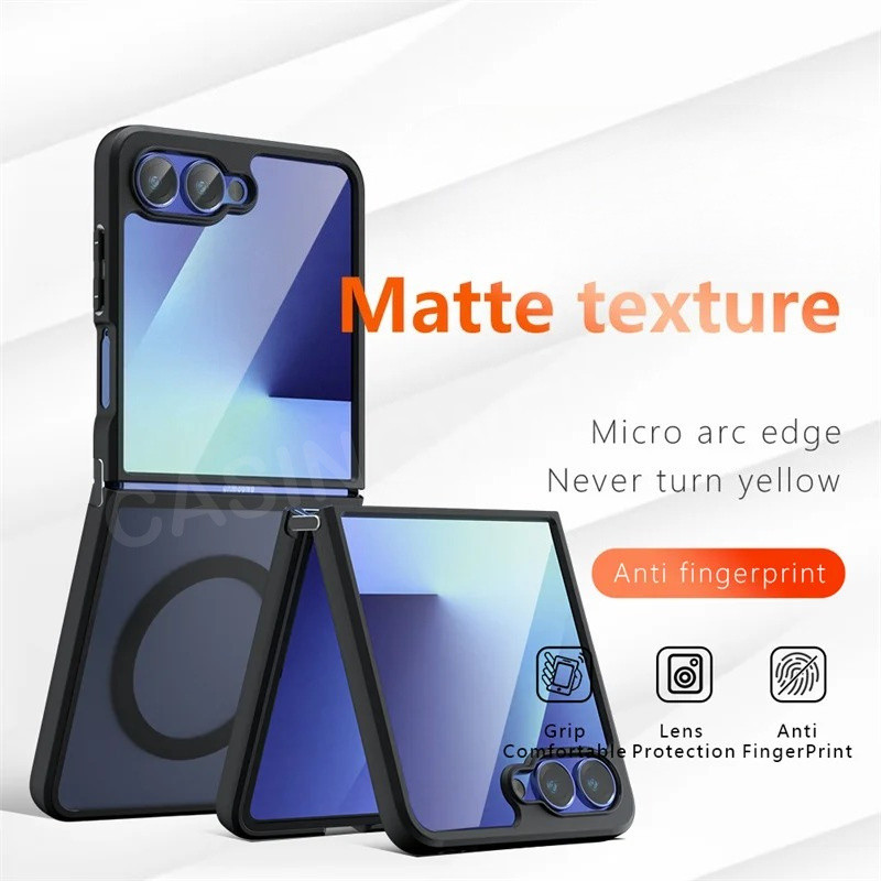 สําหรับ Samsung Galaxy Z Flip 8 7 6 5G 2026 Flip8 Flip6 Flip7 FE 5G แม่เหล็กโปร่งใส TPU Frosted เคสโทรศัพท์กันกระแทกฝาหลัง