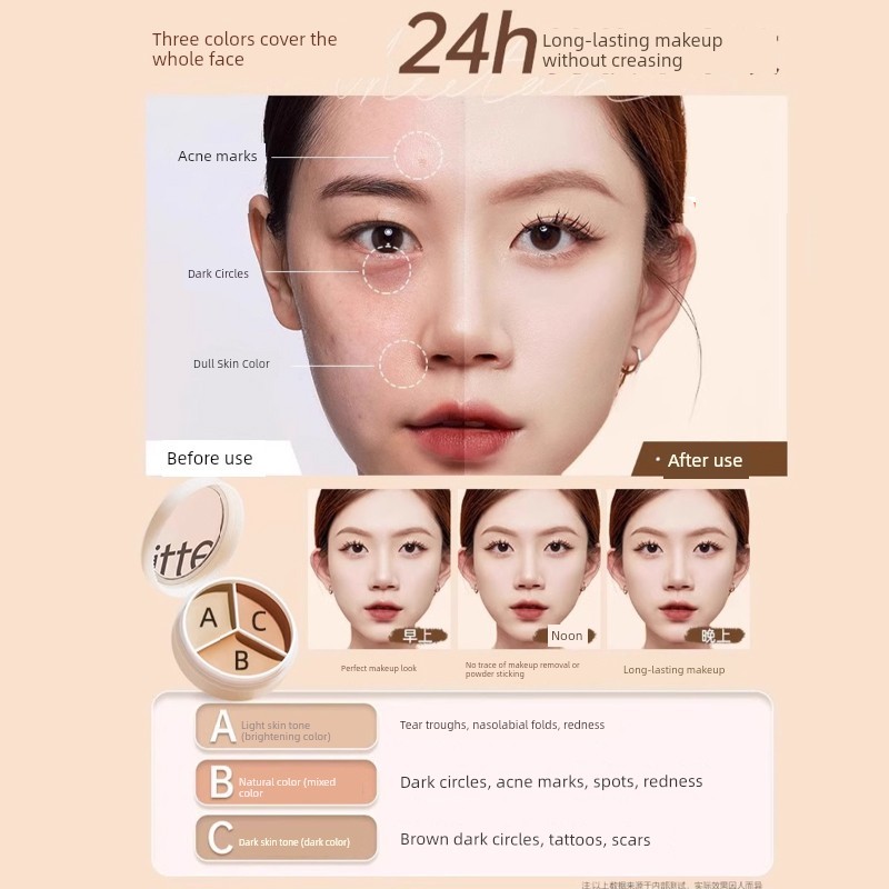 คอนซีลเลอร์ corrector Li Jiaqi แนะนําคอนซีลเลอร์ Mint Tricolor ปกปิดจุดใบหน้ารอยสิว Dark Circles Tea