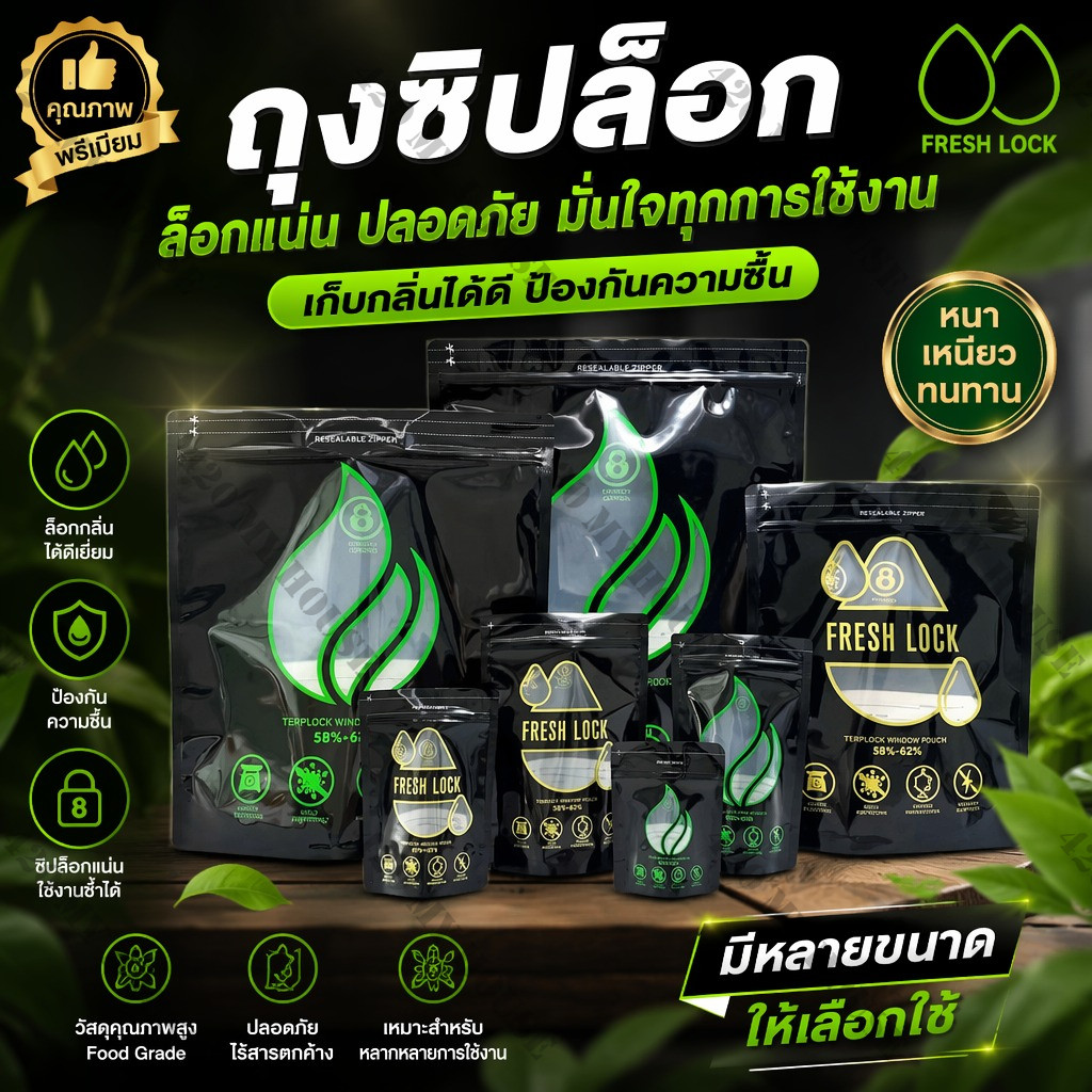 ถุงซิป ถุงบ่มอย่างดี Fresh Lock Terplock Window Pouch รักษาความชื้น กันเชื้อรา