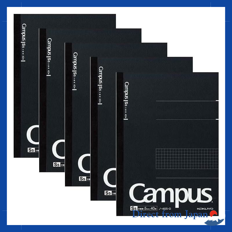 Kokuyo Campus Note Semi B5 5mm Grid 40 Sheets Black x 5