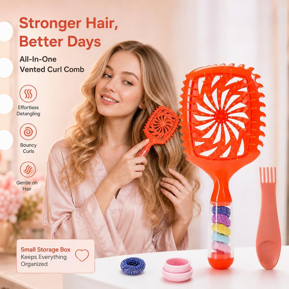 Multi Function Bounce Curl Volumizing แปรงผม Hair Tie Storage ทําความสะอาด Claw Hollow E0G8