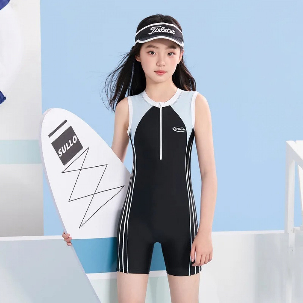 เด็ก UPF50 + Sun Protection WaterProof Surfing Beach ซิปด้านหน้า SwimWear สาวกลางแจ้งกีฬาทางน้ําอาบน้ํากีฬา SwimSuit