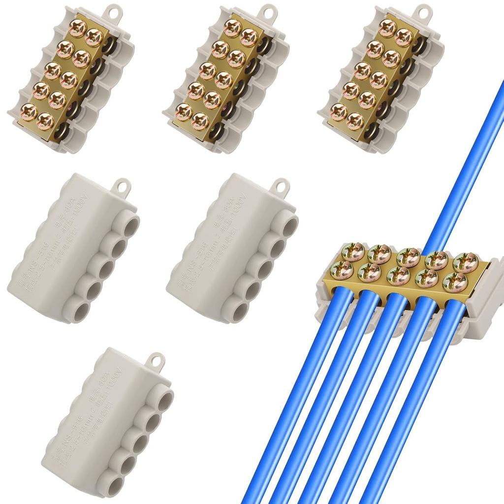 Linkstyle 6PCS 6 AWG Wire Connector Nut Kit, 80A 14-6 Gauge สกรูคงที่ประเภท Quick สายไฟ Splicing ขนา