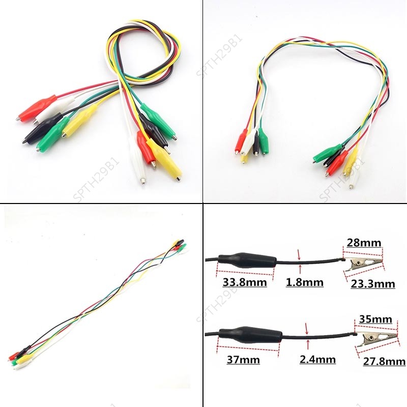 5 สีจระเข้คลิปไฟฟ้า DIY แบตเตอรี่ขนาดเล็กสายไฟ Sheath ไฟฟ้า Clamp Double Head Jumper Wire Test Leads TH29B1