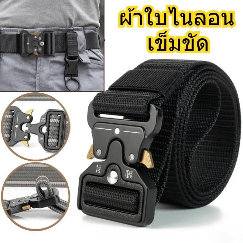 เข็มขัดผู้ชายปรับอัตโนมัติแทรกหัวเข็มขัดทนทานไนลอนผ้าใบเข็มขัดกีฬากลางแจ้งเอว