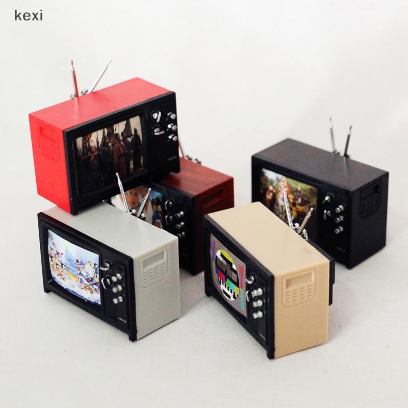 <kexiuaaa> 1 ชิ้น 1:12 Dollhouse Miniature โทรทัศน์ Vintage TV พร้อมภาพเฟอร์นิเจอร์ชุดตกแต่งของเล่นใหม่