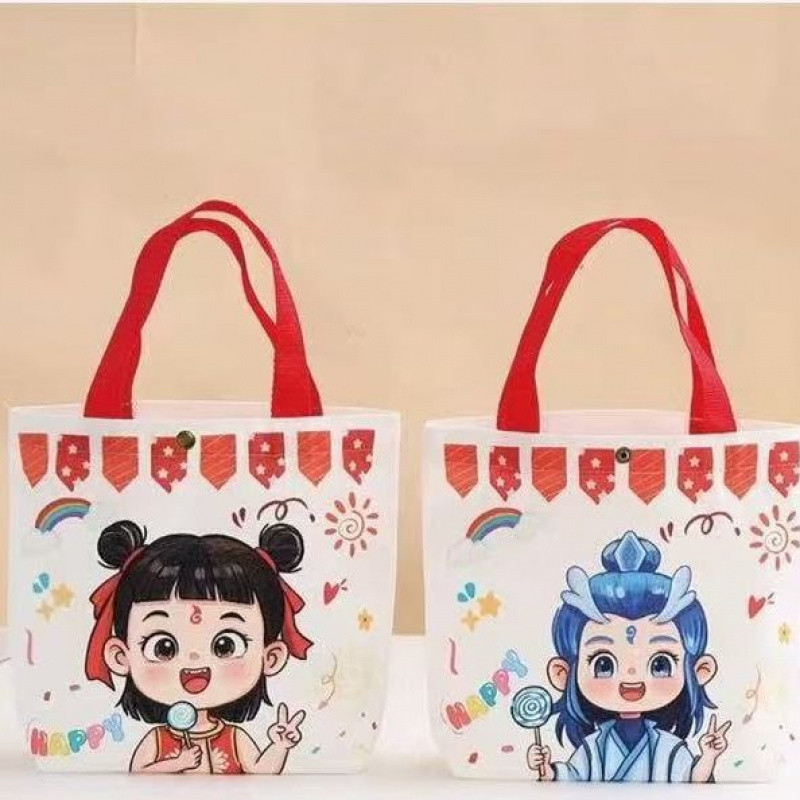 Nezha กระเป๋าของขวัญวันเกิดกระเป๋าผ้าใบการ์ตูน Tote Bag