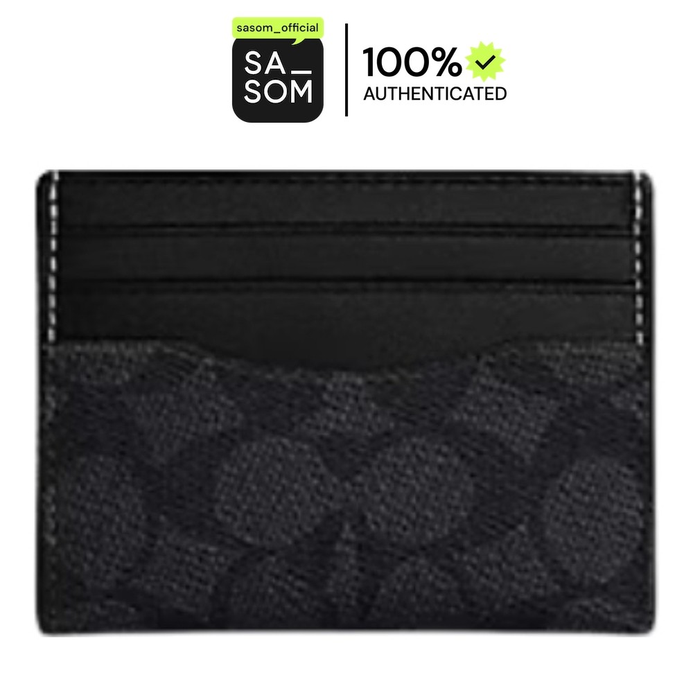 Coach Slim Id Card Case Black Charcoal | ของแท้ ตรวจสอบโดย SASOM