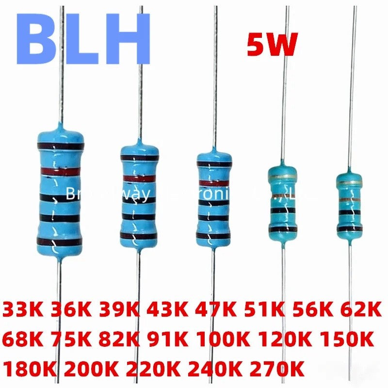 10PCS 5W 1% 33K 36K 39K 43K 47K 51K 56K 62K 68K 75K 82K 91K 100K 120K 150K 180K 200K 220K 240K 270K 