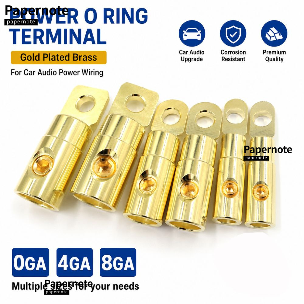 PAPERNOTE ขั้วต่อเครื่องเสียงรถยนต์,ทองเหลือง 0GA 4GA 8GA Amp Input Reducer,ทนทานO-Type Car Audio Te