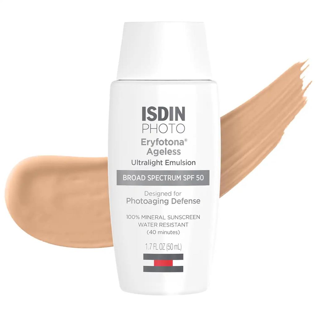 ISDIN Eryfotona Ageless Tinted Mineral Sunscreen SPF 50, Anti-Aging Face Sunscreen with Zinc Oxide, 