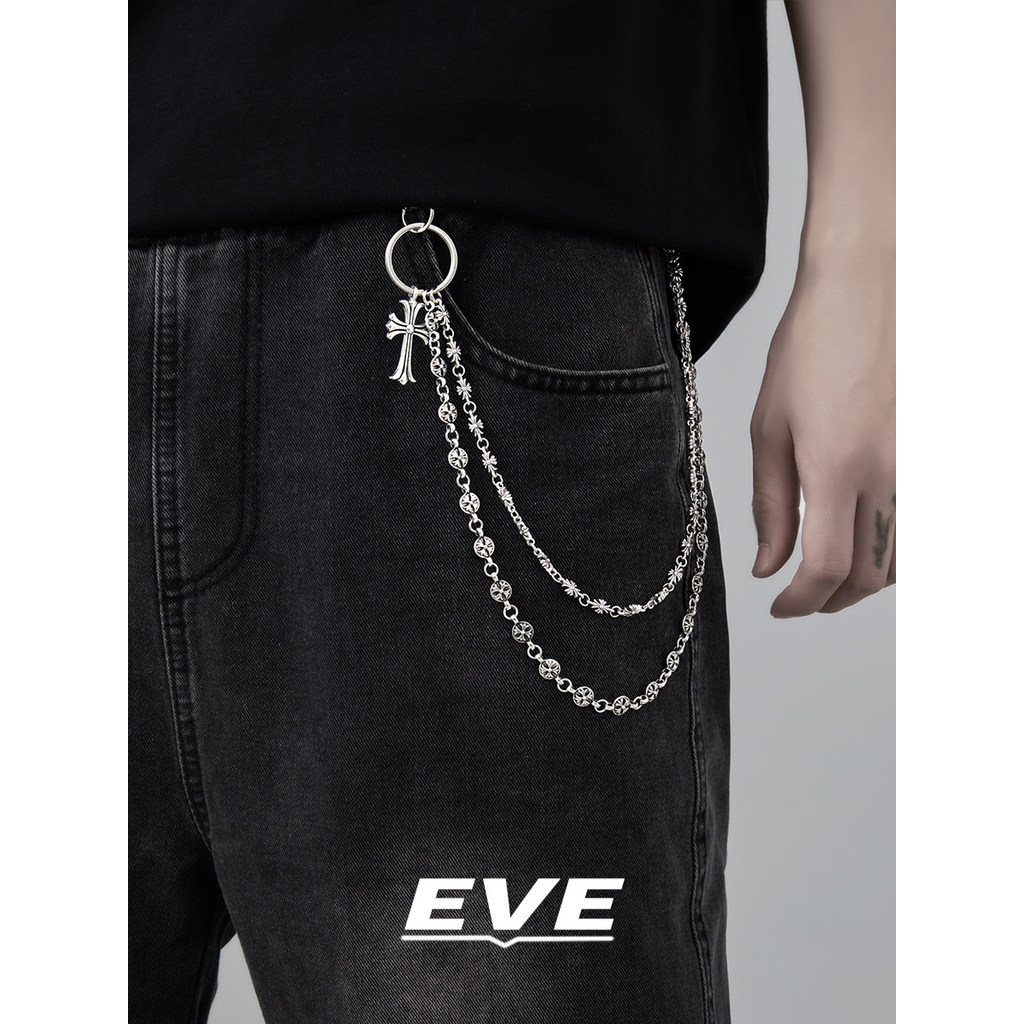EVE American Cross Pants Chain cleanfit Accessories Niche High-End Mens Waist Chain Hip-Hop Style Si