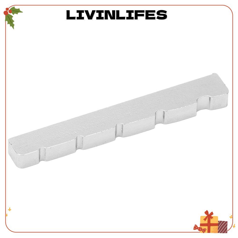 ILIVINLIFE Bass Guitar Nut, Pre-cut Slotted Metal Material Guitar Nut, Premium Silver 5 String Desig
