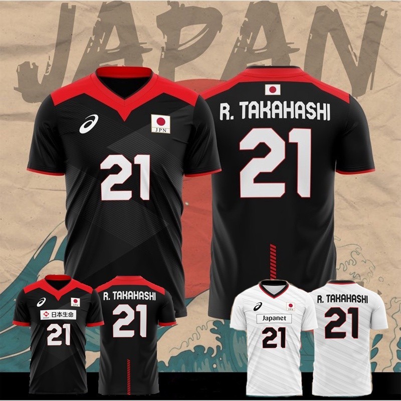 Ran Takahashi No.21 Volleyball เสื้อยืดระบายอากาศ 3D Unisex