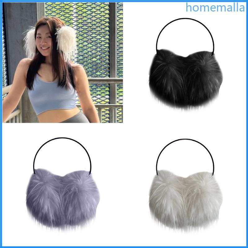 HO Furry Long Plush Earmuffs สําหรับสภาพอากาศหนาวเย็นกลางแจ้งกิจกรรมฤดูหนาวหู 2000s Warm Ear Protect