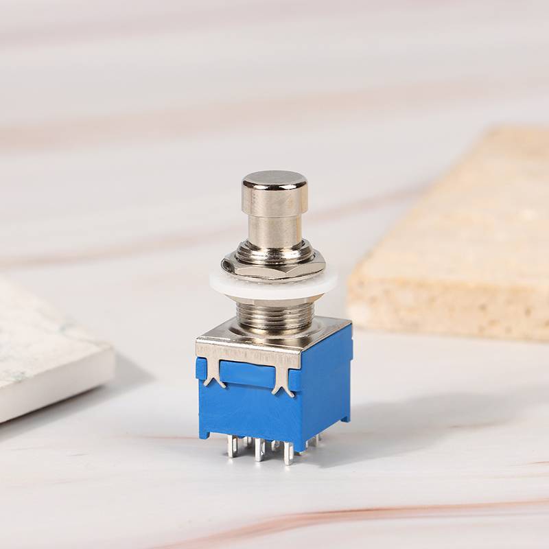 1 PC 3PDT 9 Pin Guitar Foot Switches Latching Push Button Switch ON-ON