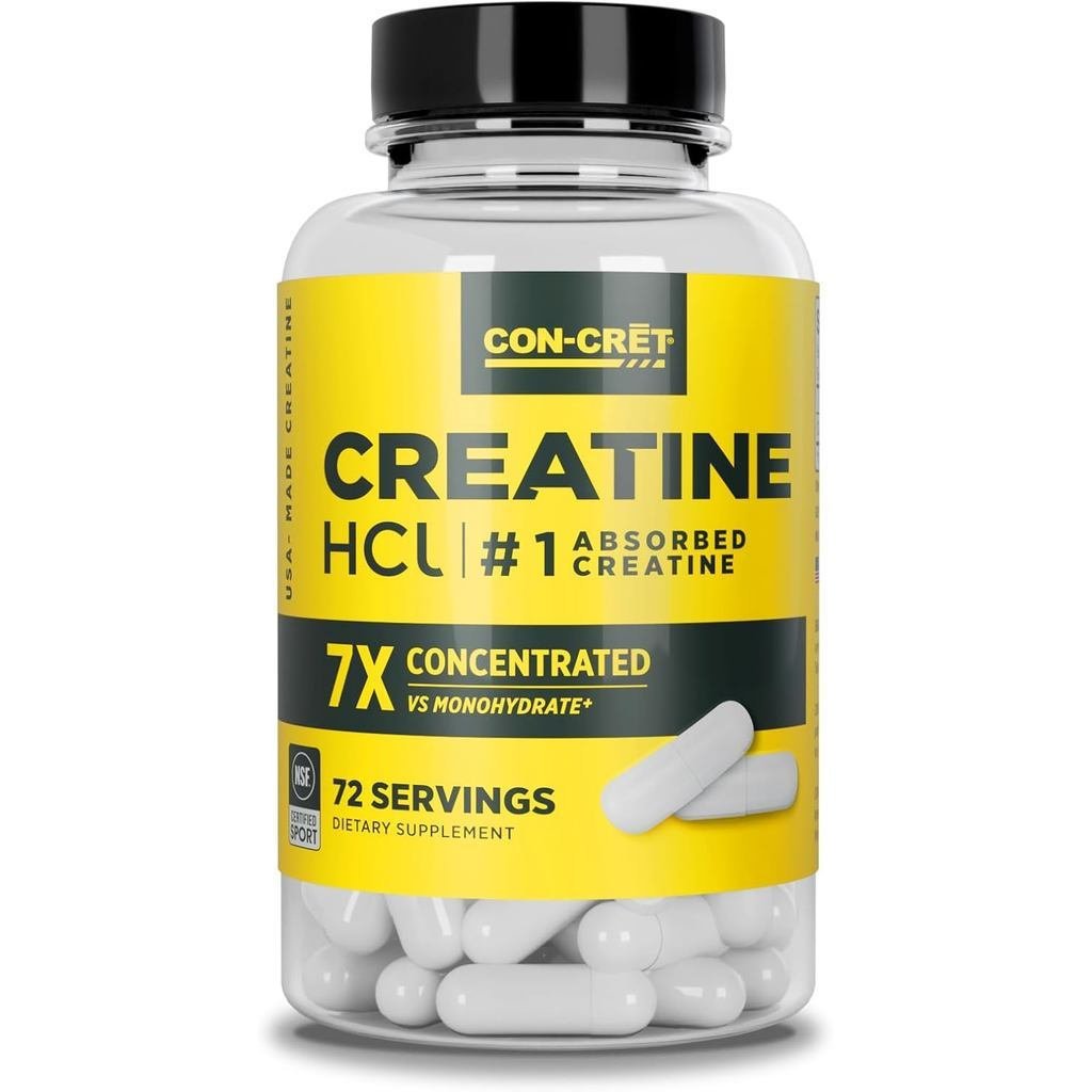 CON-CRETCreatineHClCapsules|,ความรู้ความเข้าใจ,การสนับสนุนพลังงานเซลล์|Noโบลว์เซอร์เครม|USAMade&NSFC