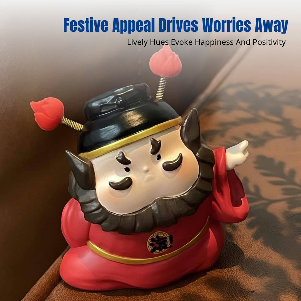 Zhong Kui Desk Decor, Office Anti-Gossip Bouncing Figurine